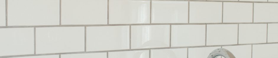 kitchen counter with subway tile